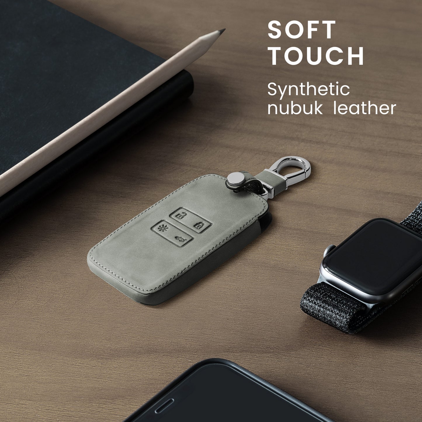 kwmobile Car Key Shell compatible with Renault 4-Button Smart Key (Keyless Go only) Protective Cover