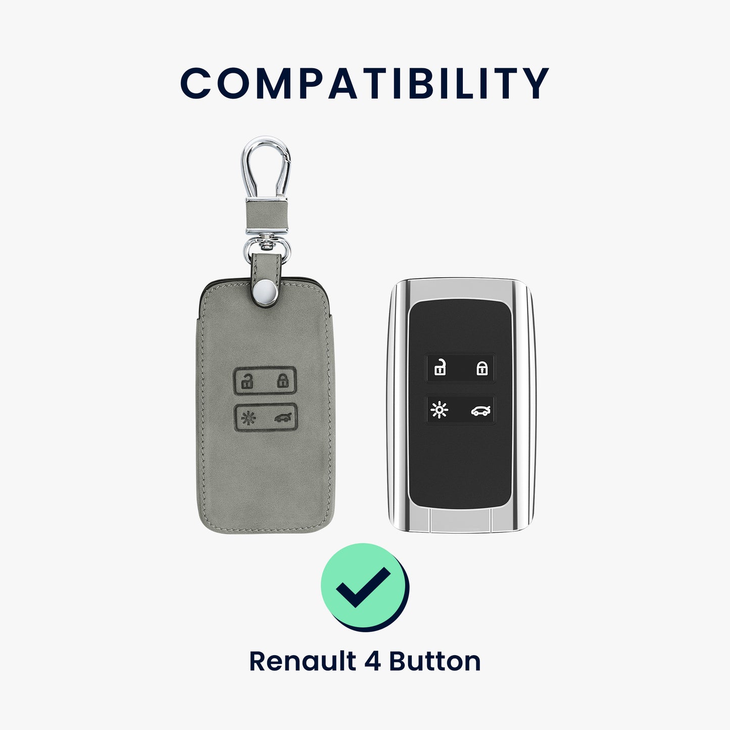 kwmobile Car Key Shell compatible with Renault 4-Button Smart Key (Keyless Go only) Protective Cover