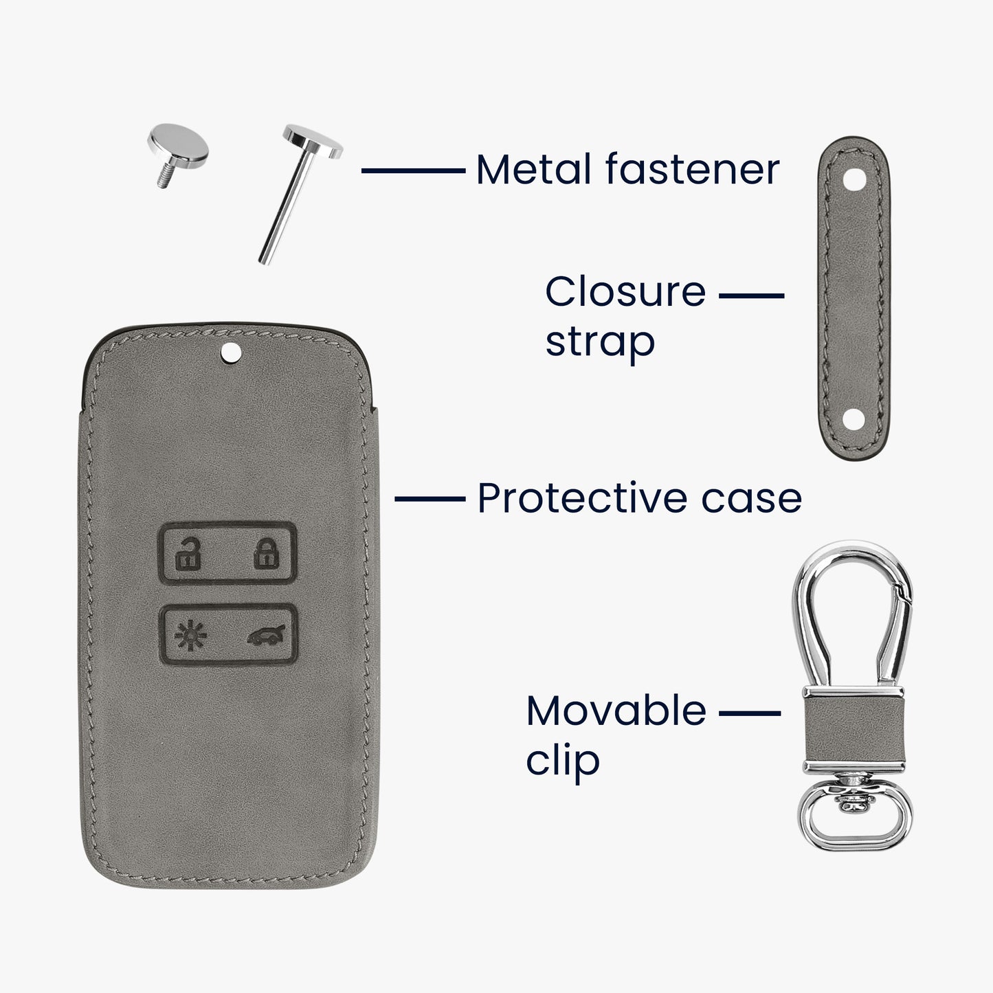 kwmobile Car Key Shell compatible with Renault 4-Button Smart Key (Keyless Go only) Protective Cover