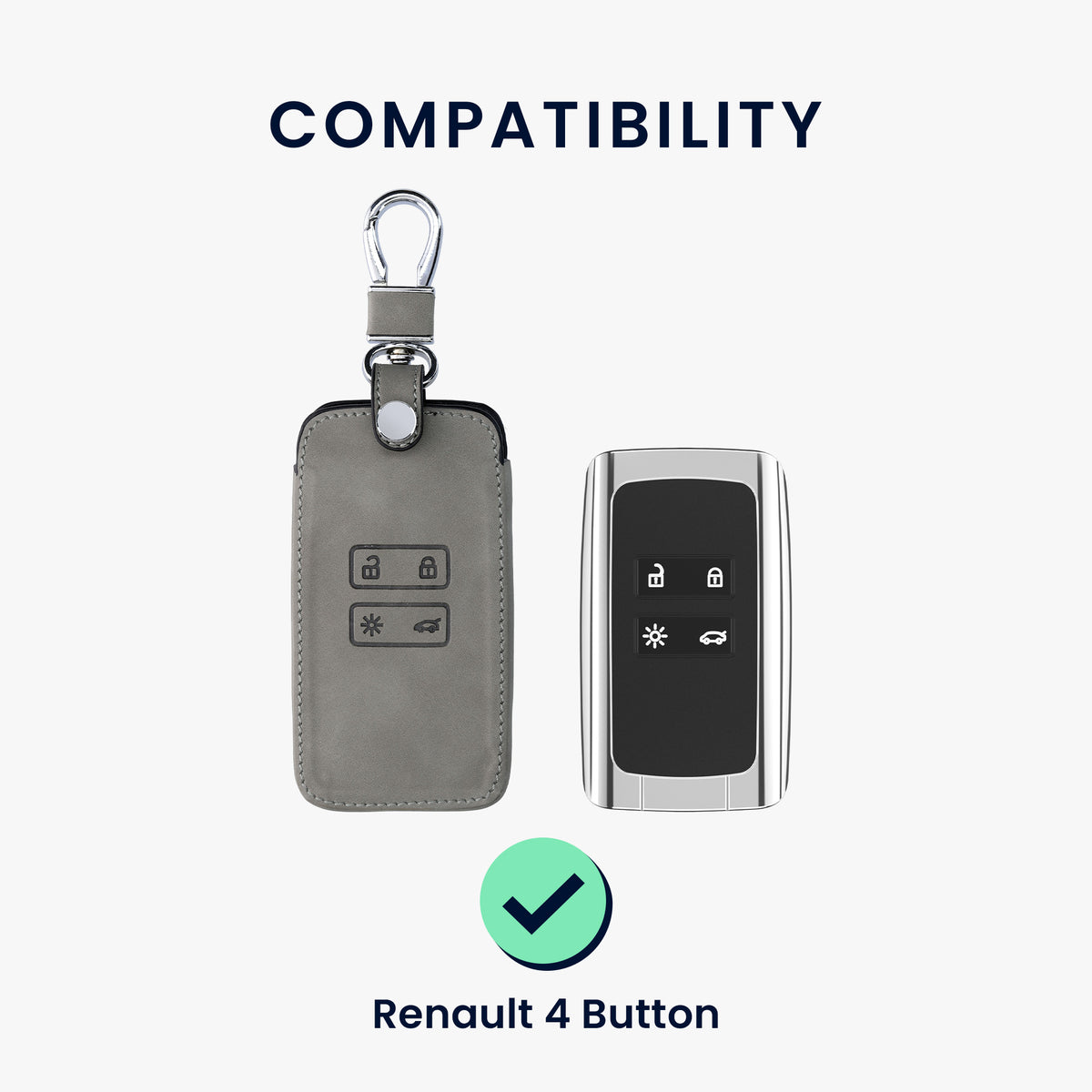 kwmobile Car Key Shell compatible with Renault 4-Button Smart Key (Keyless Go only) Protective Cover