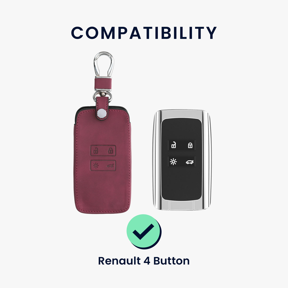 kwmobile Car Key Shell compatible with Renault 4-Button Smart Key (Keyless Go only) Protective Cover