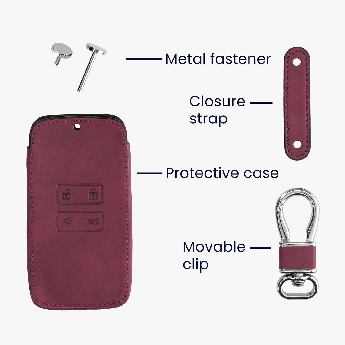 kwmobile Car Key Shell compatible with Renault 4-Button Smart Key (Keyless Go only) Protective Cover