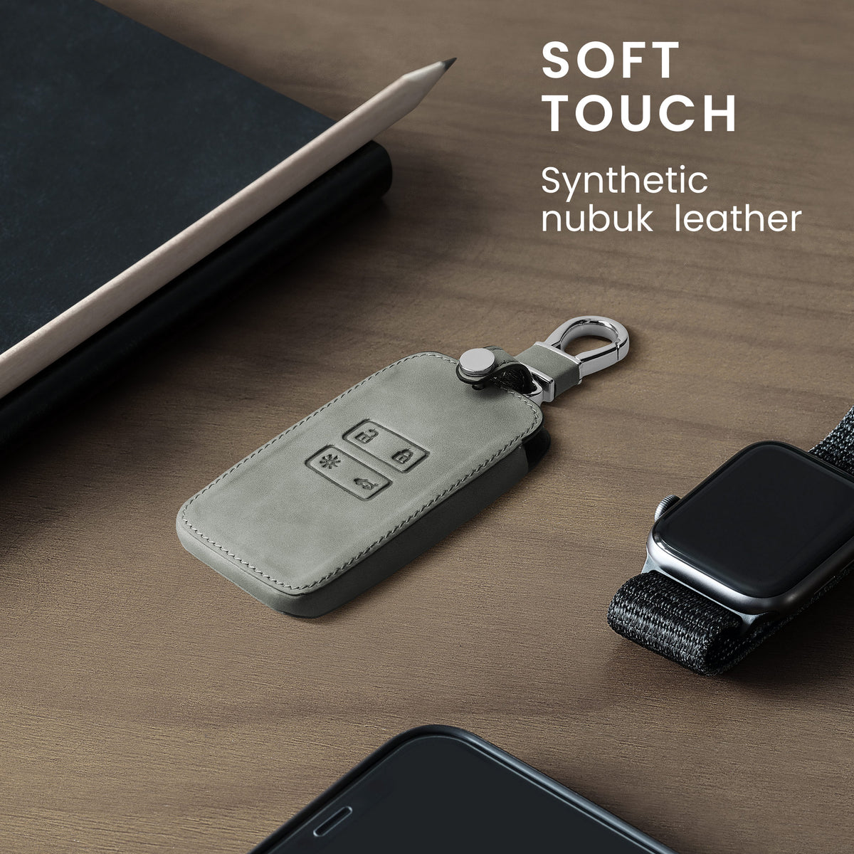 kwmobile Car Key Shell compatible with Renault 4-Button Smart Key (Keyless Go only) Protective Cover
