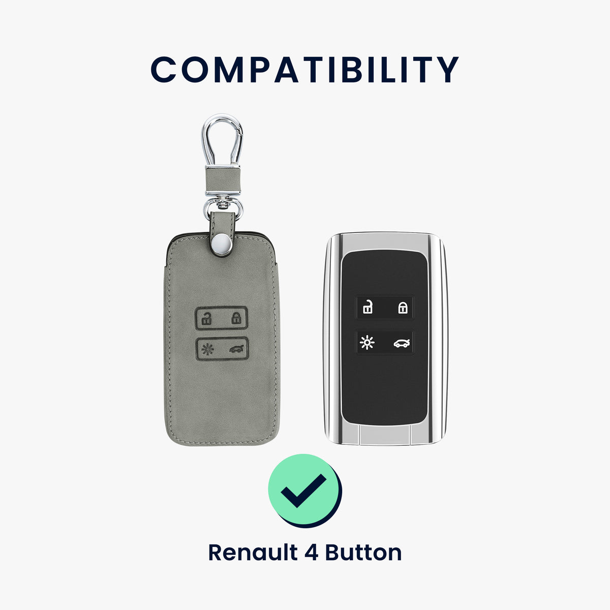 kwmobile Car Key Shell compatible with Renault 4-Button Smart Key (Keyless Go only) Protective Cover