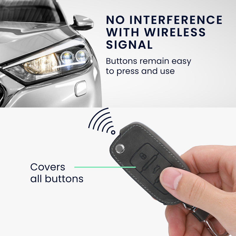 kwmobile Car Key Fob Cover compatible with VW Skoda Seat 3-button Car Key Fob Faux Leather Protective Case Key Shell Cover