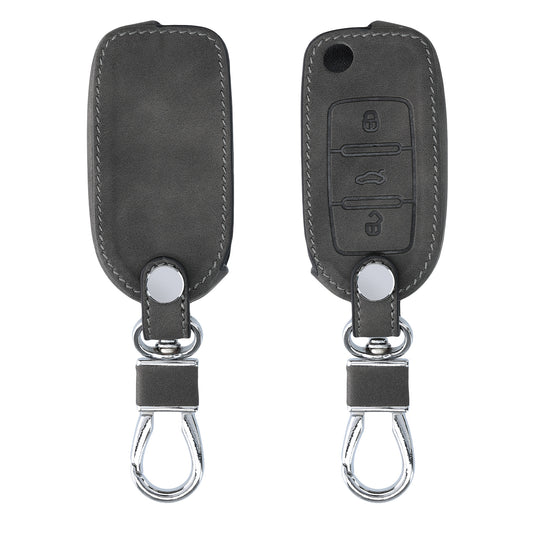 kwmobile Car Key Fob Cover compatible with VW Skoda Seat 3-button Car Key Fob Faux Leather Protective Case Key Shell Cover