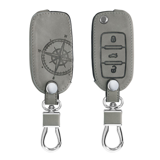 kwmobile Car Key Fob Cover compatible with VW Skoda Seat 3-button Car Key Fob Faux Leather Protective Case Key Shell Cover