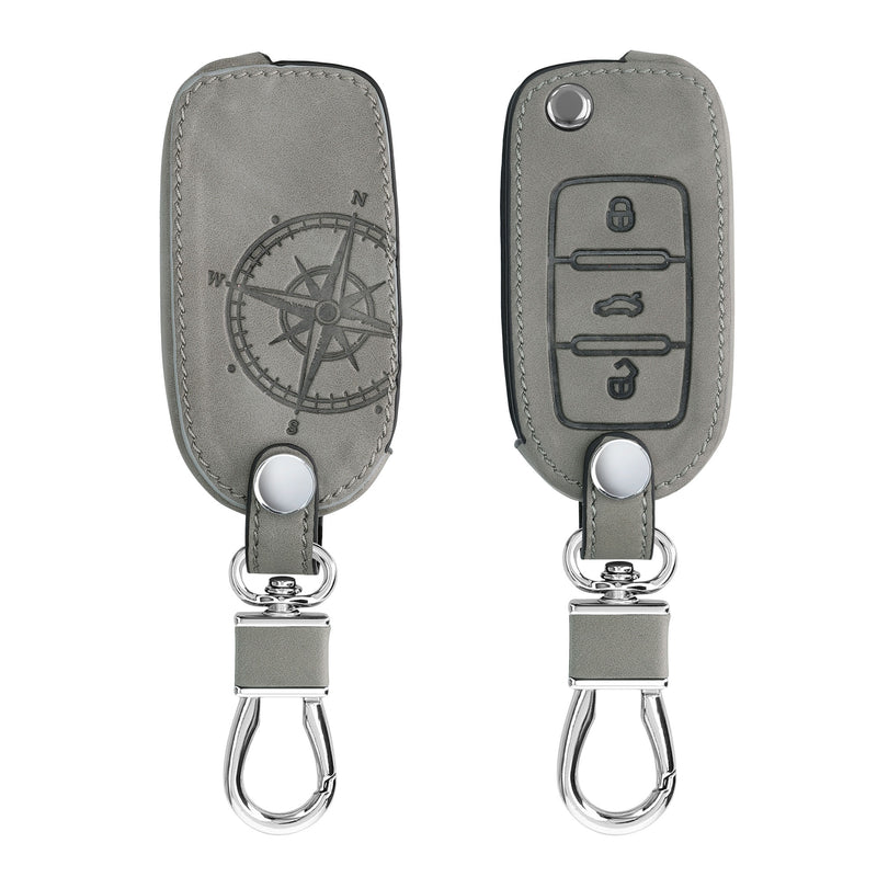 VW Skoda Seat 3-Button Faux Leather Silicone Car Key Cover