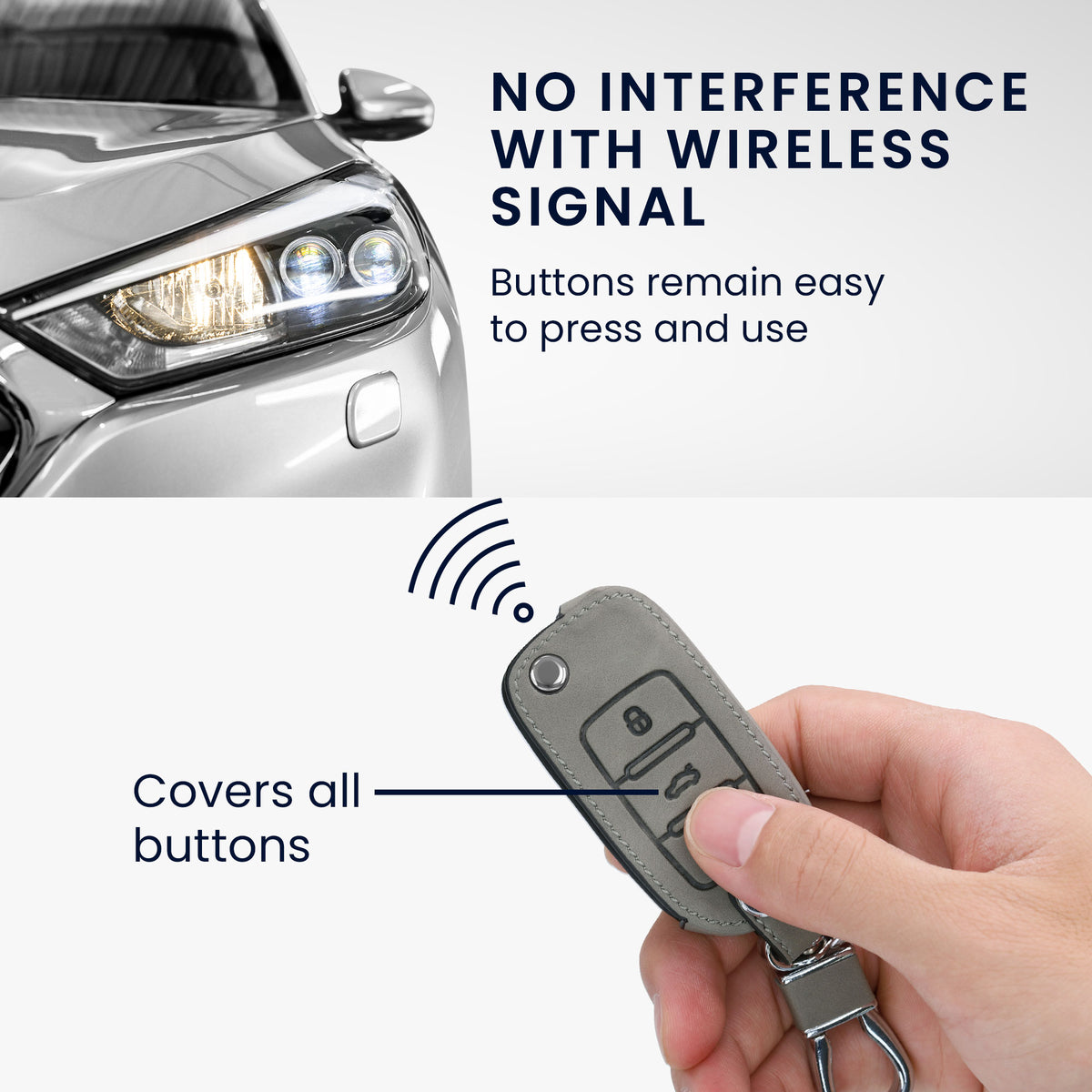 VW Skoda Seat 3-Button Faux Leather Silicone Car Key Cover