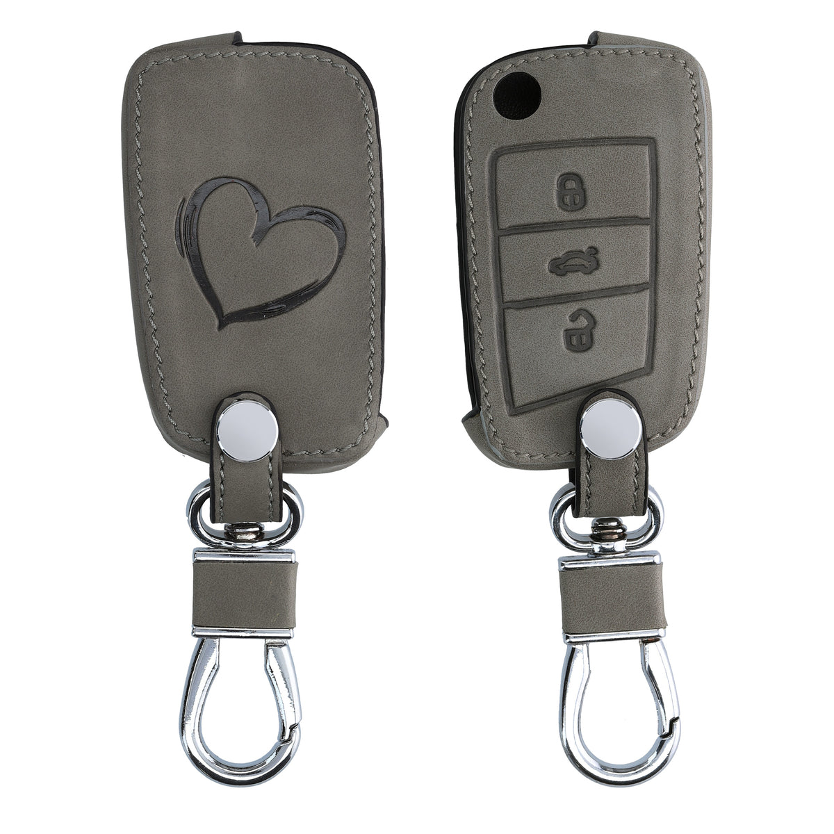 VW Golf 7 MK7 3-Button Silicone Car Key Cover Faux Suede Heart