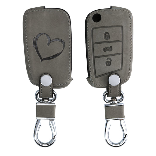 kwmobile Car Key Fob Cover Compatible with VW Golf 7 MK7 3-Button Car Key Artificial Leather Protective Cover Key Case