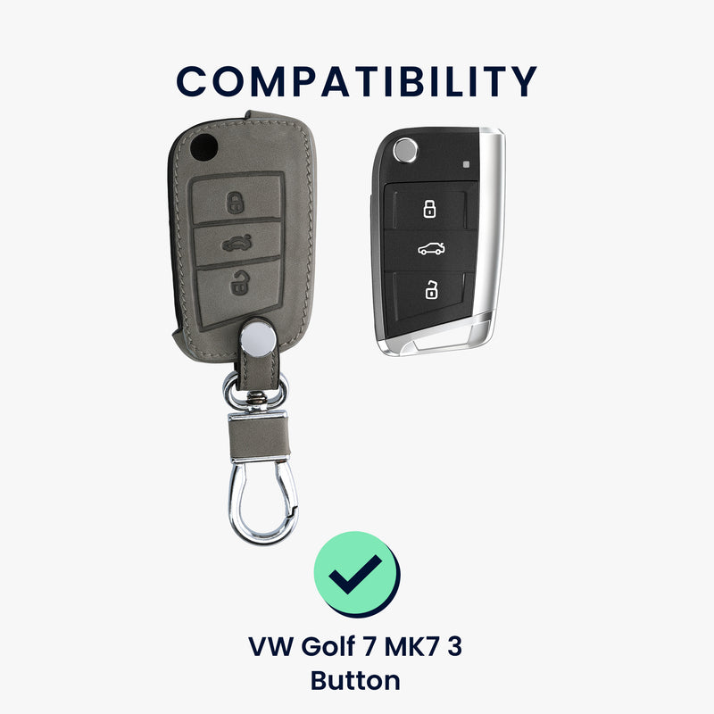 VW Golf 7 MK7 3-Button Silicone Car Key Cover Faux Suede Heart