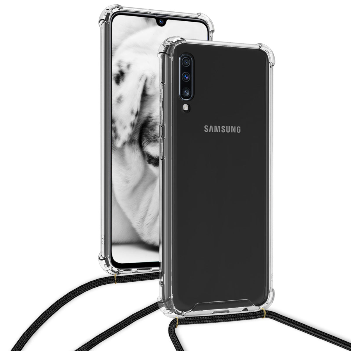kwmobile Necklace Case Compatible with Samsung Galaxy A70 Silicone Cover with Lanyard Mobile Phone Case