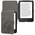 kwmobile Protective Case for Tolino Vision 1 / 2 / 3 / 4 HD Cover - eReader Case Made of Faux Leather with Auto Sleep Function - Compass Vintage