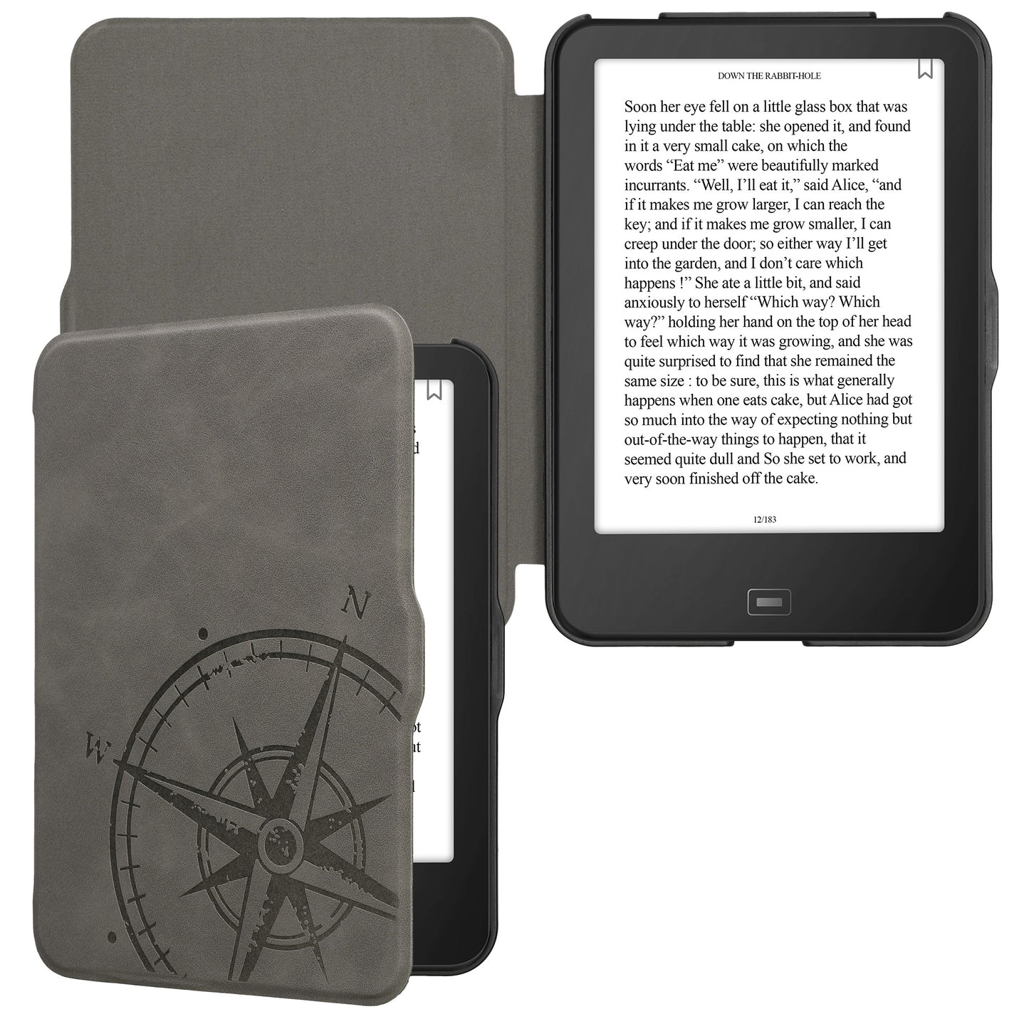 kwmobile Protective Case for Tolino Vision 1 / 2 / 3 / 4 HD Cover - eReader Case Made of Faux Leather with Auto Sleep Function - Compass Vintage