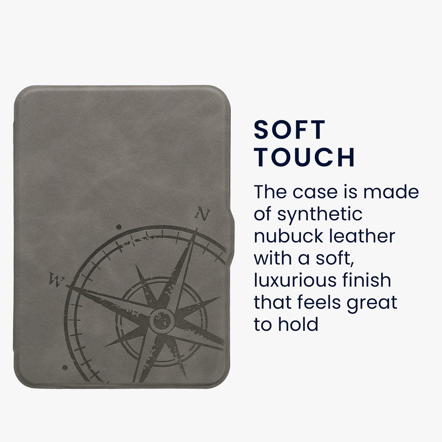 kwmobile Protective Case for Tolino Vision 1 / 2 / 3 / 4 HD Cover - eReader Case Made of Faux Leather with Auto Sleep Function - Compass Vintage