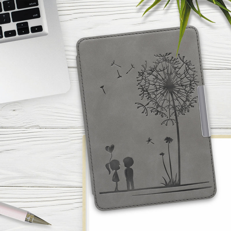 kwmobile Case for Amazon Kindle Paperwhite (10th Gen - 2018) Cover - eReader Faux Leather Case with Auto Sleep Function - Dandelion Love