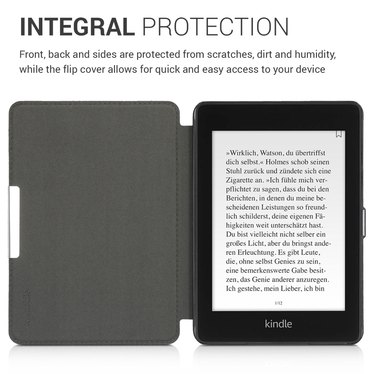 kwmobile Case for Amazon Kindle Paperwhite (10th Gen - 2018) Cover - eReader Faux Leather Case with Auto Sleep Function - Dandelion Love