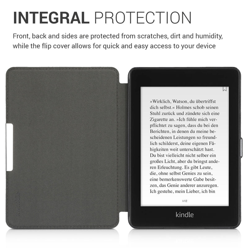 kwmobile Case for Amazon Kindle Paperwhite (10th Gen - 2018) Cover - eReader Faux Leather Case with Auto Sleep Function - Dandelion Love
