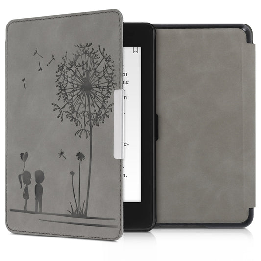 kwmobile Case for Amazon Kindle Paperwhite (10th Gen - 2018) Cover - eReader Faux Leather Case with Auto Sleep Function - Dandelion Love