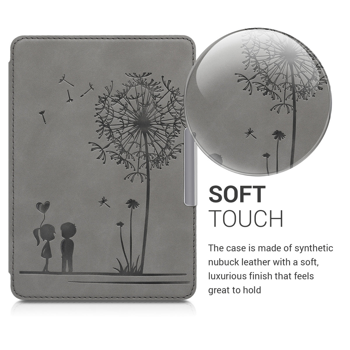 kwmobile Case for Amazon Kindle Paperwhite (10th Gen - 2018) Cover - eReader Faux Leather Case with Auto Sleep Function - Dandelion Love