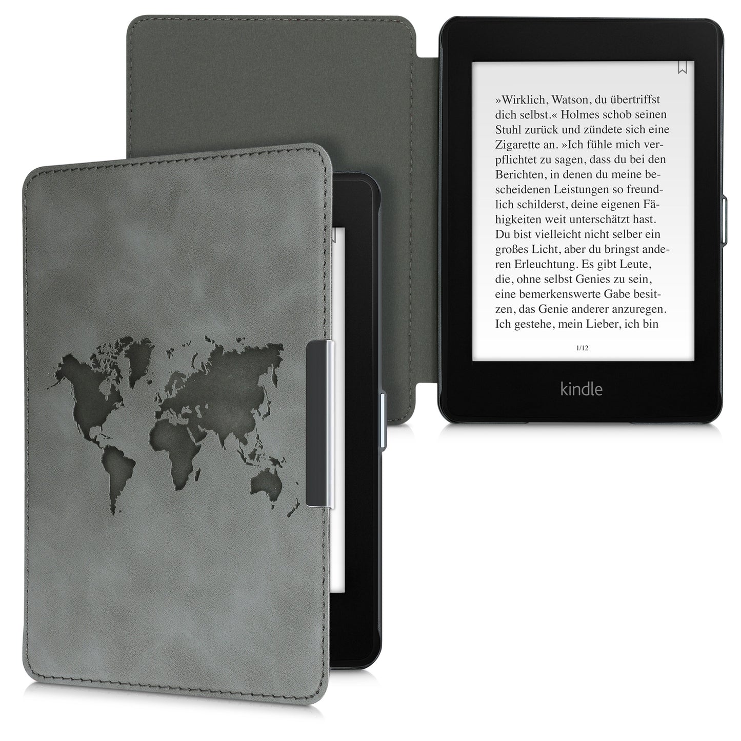 kwmobile Case for Amazon Kindle Paperwhite (10th Gen - 2018) Cover - eReader Faux Leather Case with Auto Sleep Function - Dandelion Love