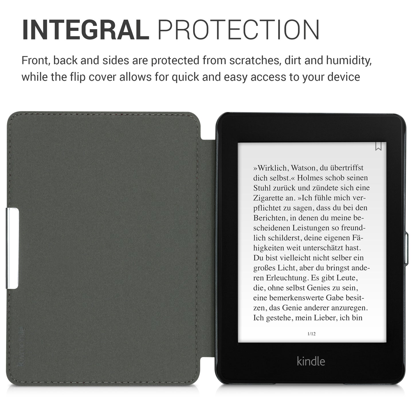 kwmobile Case for Amazon Kindle Paperwhite (10th Gen - 2018) Cover - eReader Faux Leather Case with Auto Sleep Function - Dandelion Love