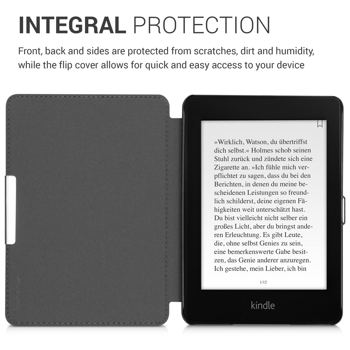 kwmobile Case for Amazon Kindle Paperwhite (10th Gen - 2018) Cover - eReader Faux Leather Case with Auto Sleep Function - Dandelion Love