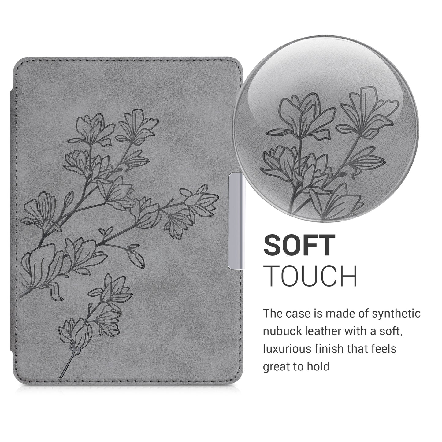 kwmobile Case for Amazon Kindle Paperwhite (10th Gen - 2018) Cover - eReader Faux Leather Case with Auto Sleep Function - Dandelion Love