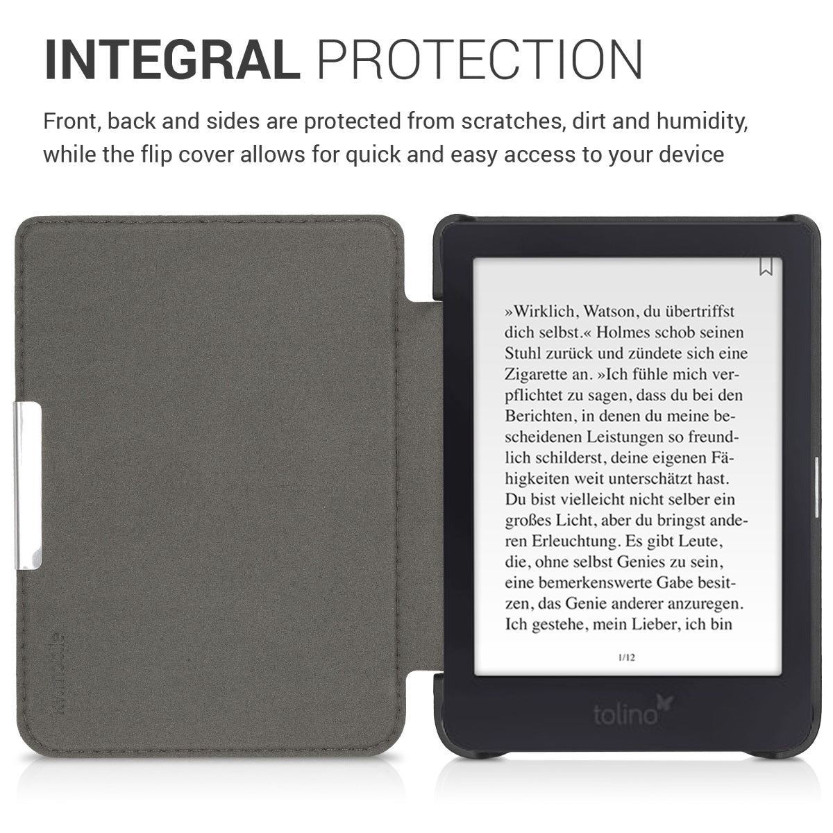 kwmobile Protective Case for Tolino Shine 3 - eReader Cover Made of Faux Leather with Auto Sleep Function