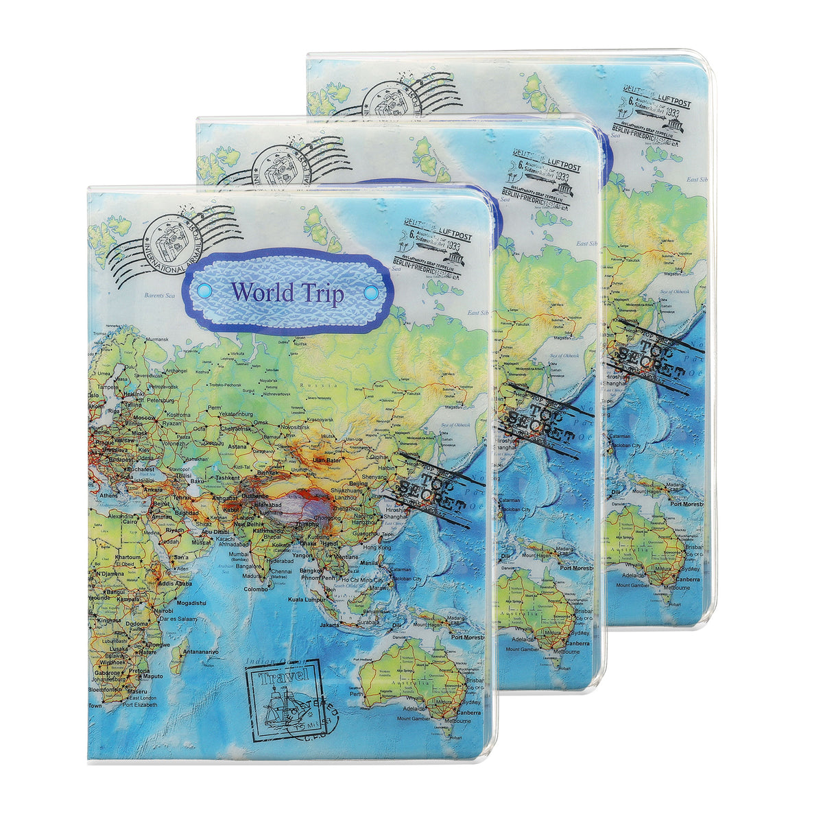 3x Plastic Passport Cover