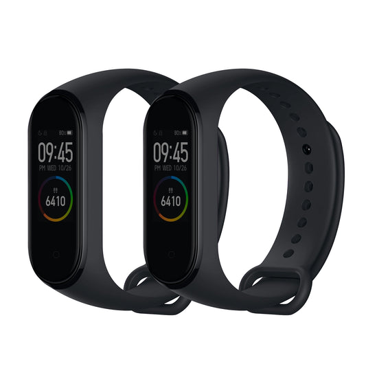 kwmobile 2x Uhrenarmband für Xiaomi Mi Band 4 / Mi Band 3 Armband - Fitnesstracker Band Set aus TPU Silikon - Ersatzarmband Smartwatch - Schwarz Schwarz Schwarz  