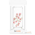 kwmobile Necklace Case compatible with Samsung Galaxy A40 - Silicone Cover with Phone Chain - Transparent Magnolias