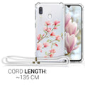 kwmobile Necklace Case compatible with Samsung Galaxy A40 - Silicone Cover with Phone Chain - Transparent Magnolias
