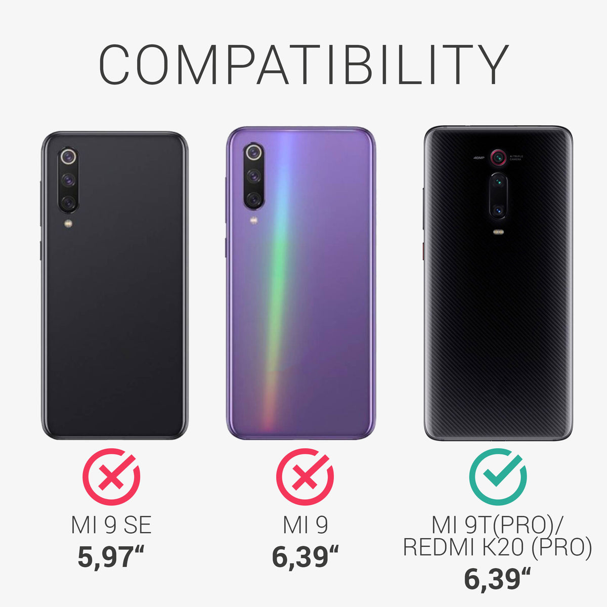 kwmobile Phone Case for Xiaomi Mi 9T (Pro) / Redmi K20 (Pro) - Silicone Case - Wireless Charging - Protective Cover