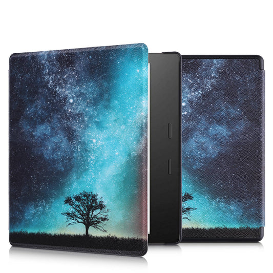 kwmobile Protective Case for Amazon Kindle Oasis 10th Generation Case - eReader Flip Case with Auto Sleep Function - Galaxy Tree Meadow