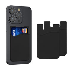 kwmobile 3x Kartenhalter Hülle für Smartphone - selbstklebend - Aufklebbare Silikon Kreditkarten Tasche Schwarz - Maße 8,5x5,5cm Schwarz  [dsg02]