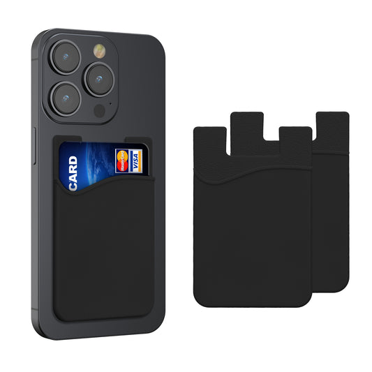 kwmobile 3x Kartenhalter Hülle für Smartphone - selbstklebend - Aufklebbare Silikon Kreditkarten Tasche Schwarz - Maße 8,5x5,5cm Schwarz  [dsg02]