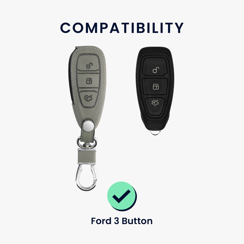 Ford 3-Button Keyless Go Faux Leather Silicone Car Key Cover