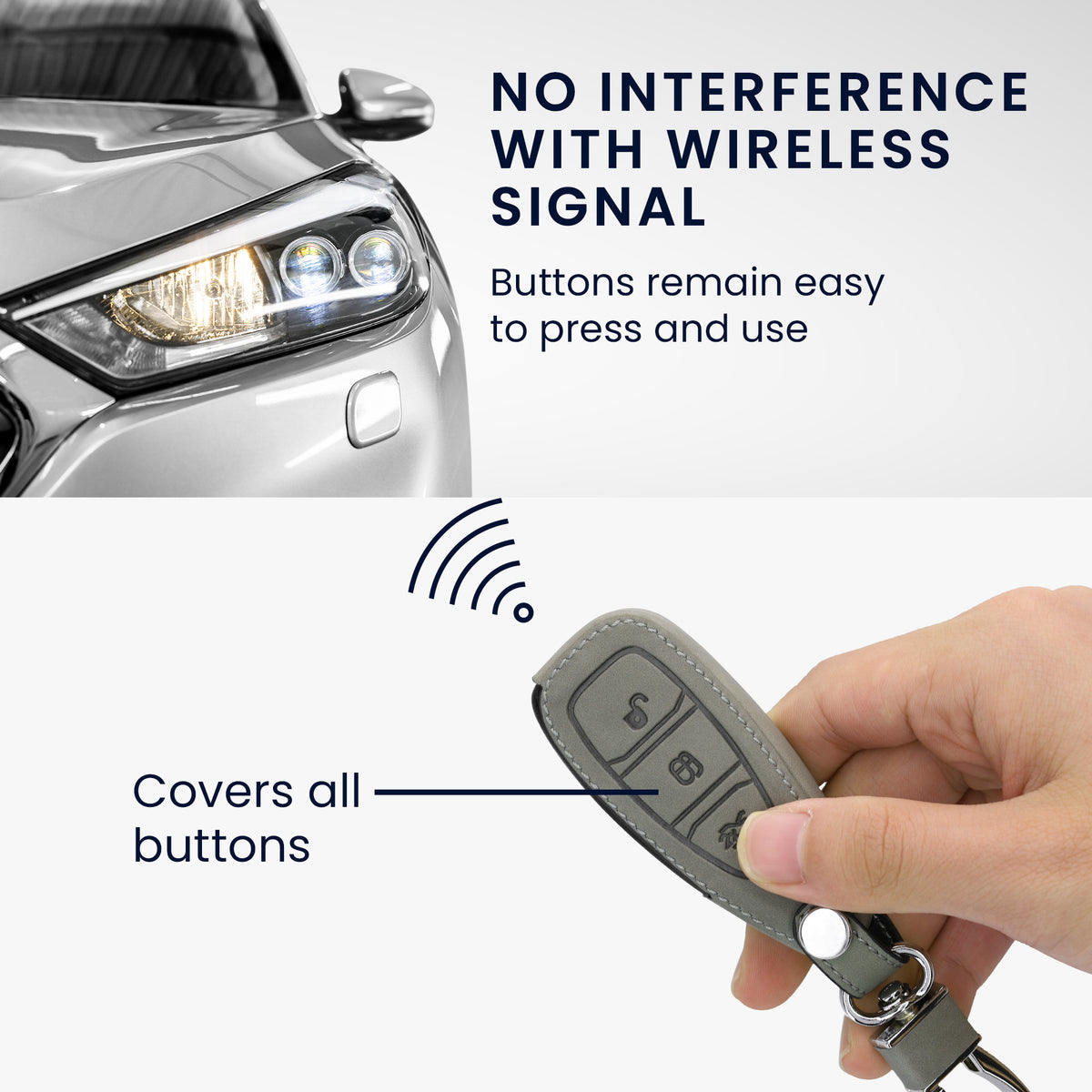 Ford 3-Button Keyless Go Faux Leather Silicone Car Key Cover