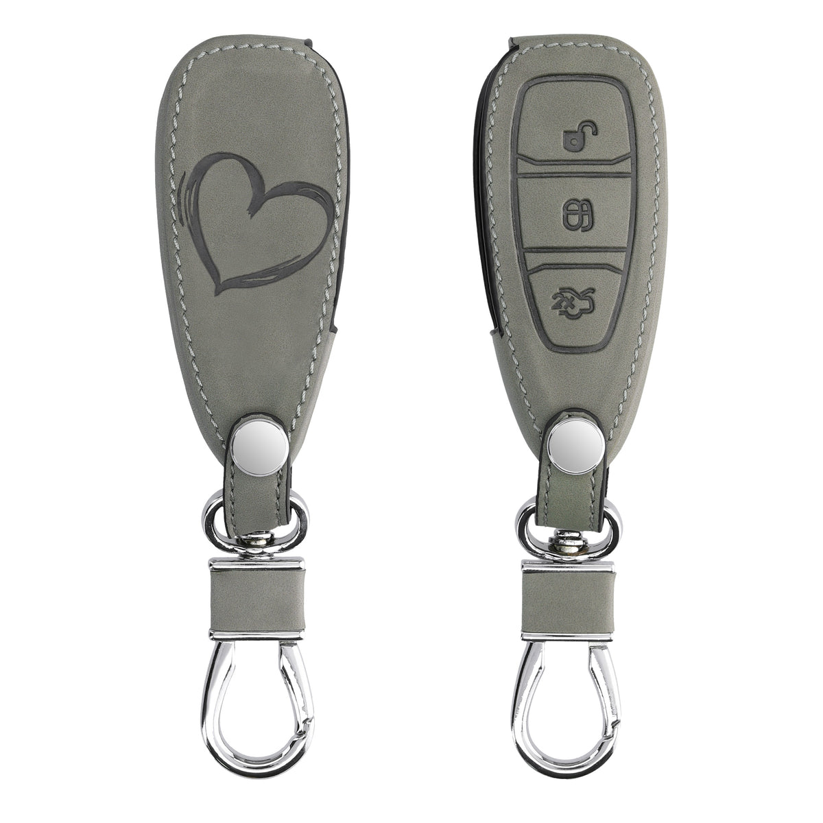 Ford 3-Button Keyless Go Faux Leather Silicone Car Key Cover