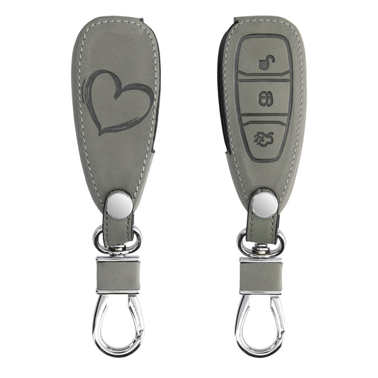 kwmobile Car Key Cover Compatible with Ford 3-Button Car Key Keyless Go - Faux Leather Protective Case