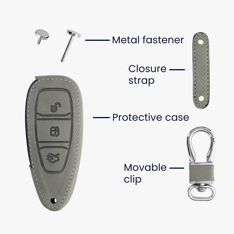 Ford 3-Button Keyless Go Faux Leather Silicone Car Key Cover