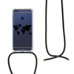 Huawei Enjoy 7S / P Smart (2017) Handykette Weltkarte Schwarz
