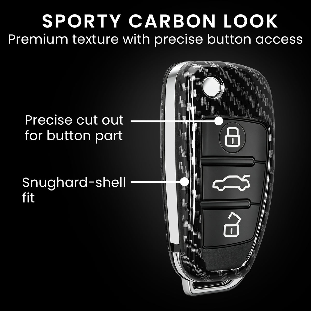 Audi 3-Button Flip Key Hardcover Car Key Cover