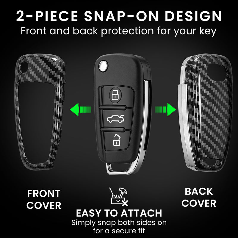 Audi 3-Button Flip Key Hardcover Car Key Cover