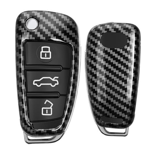 kwmobile Car Key Cover Compatible with Audi 3-Button Flip Key Hard Case Protective Cover Key Fob Cover