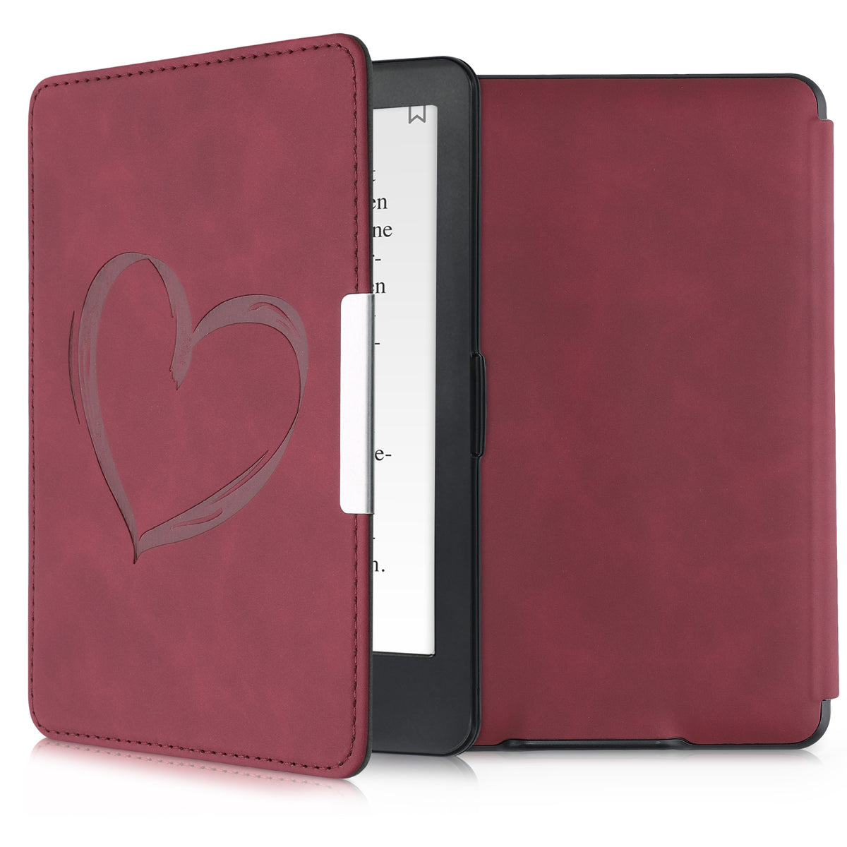 Amazon Kindle Paperwhite (2012-2017) Faux Leather eReader Flip Case Heart