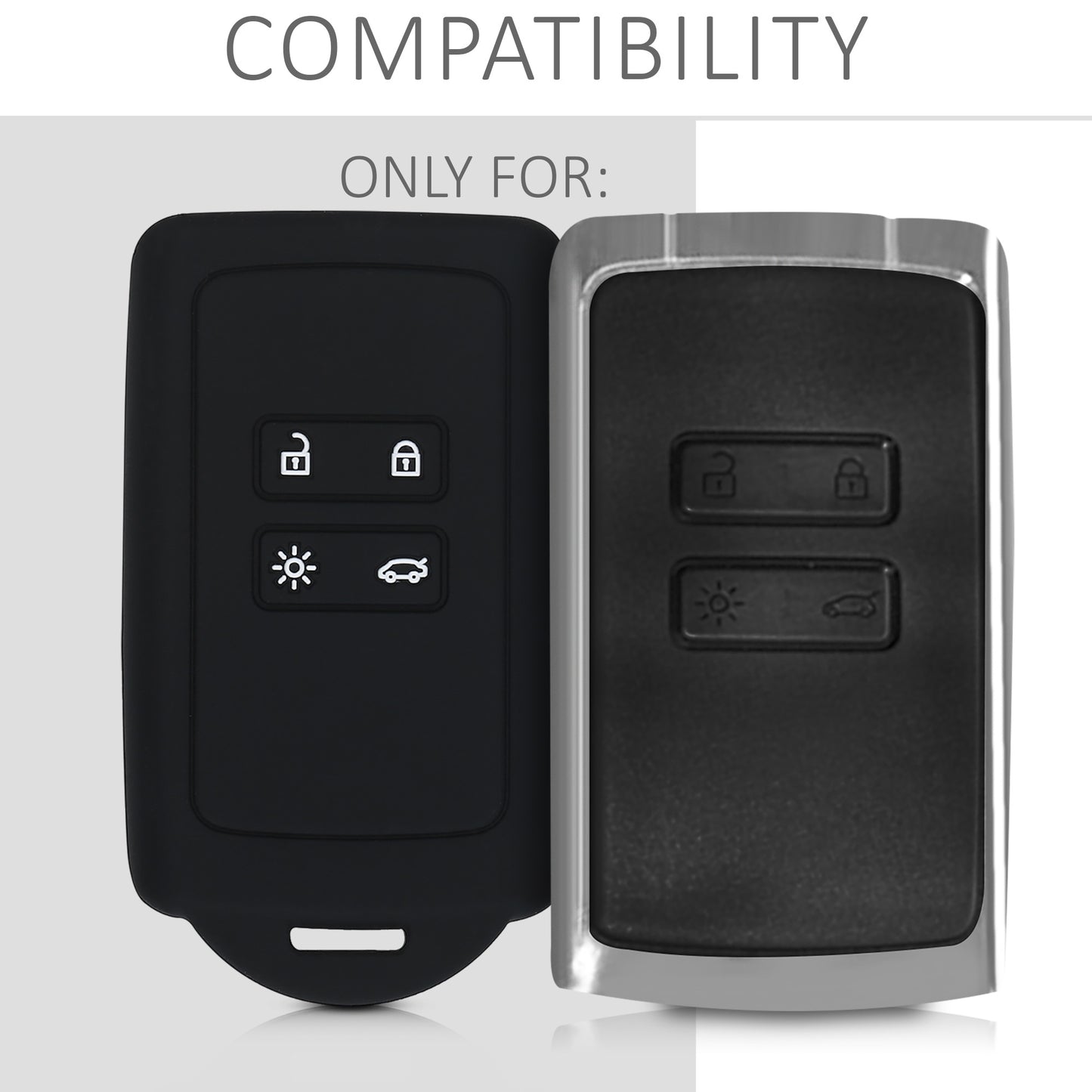 kwmobile Car Key Shell compatible with Renault 4-Button Smart Key (Keyless Go only) Protective Cover
