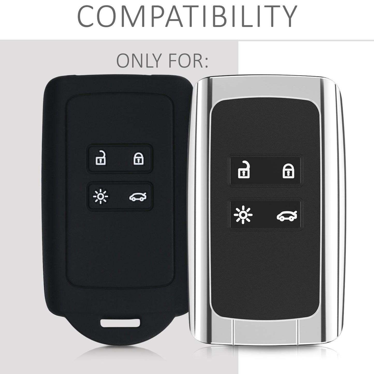 kwmobile Car Key Shell compatible with Renault 4-Button Smart Key (Keyless Go only) Protective Cover